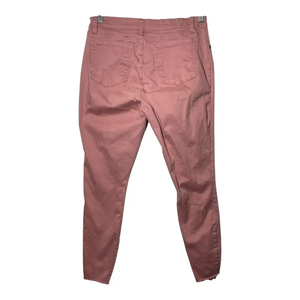 Kut from the Kloth Carlo Ankle Skinny Jeans Pink Size 14 Stretch Raw Fray Hem